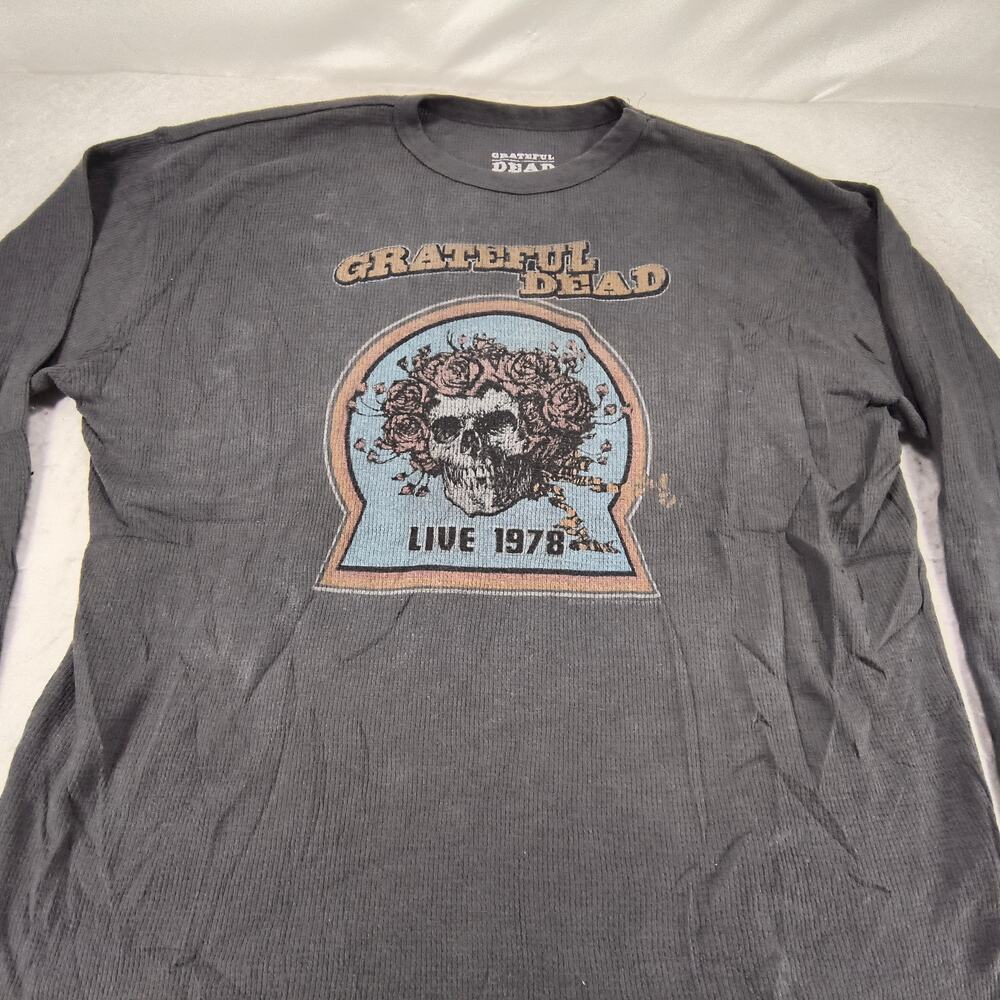Grateful Dead Band Liquid Blue Long Sleeve Graphic Shirt Mens Size XL Gray